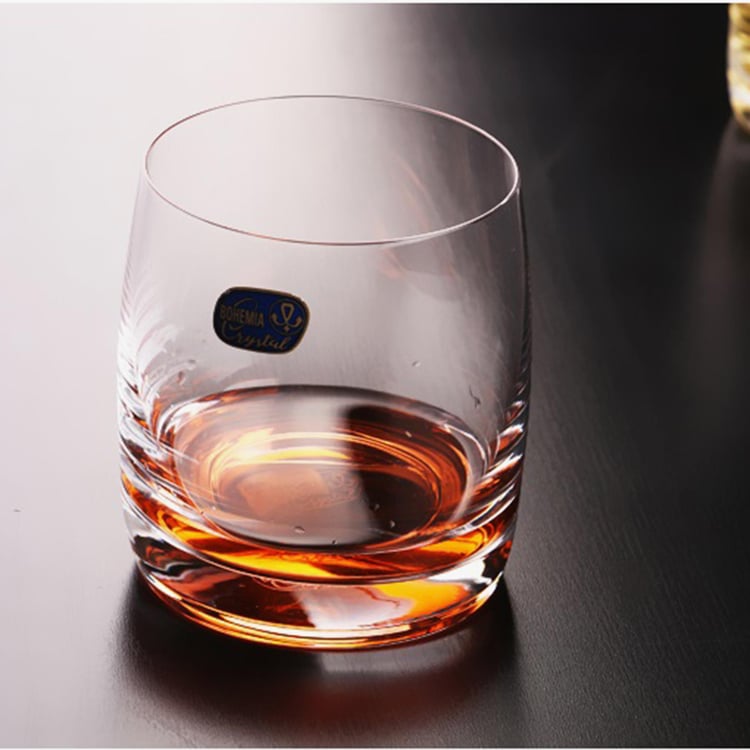 BOHEMIA CRYSTAL Ideal Transparent Solid Whisky Glass - 290ml - Set Of 6