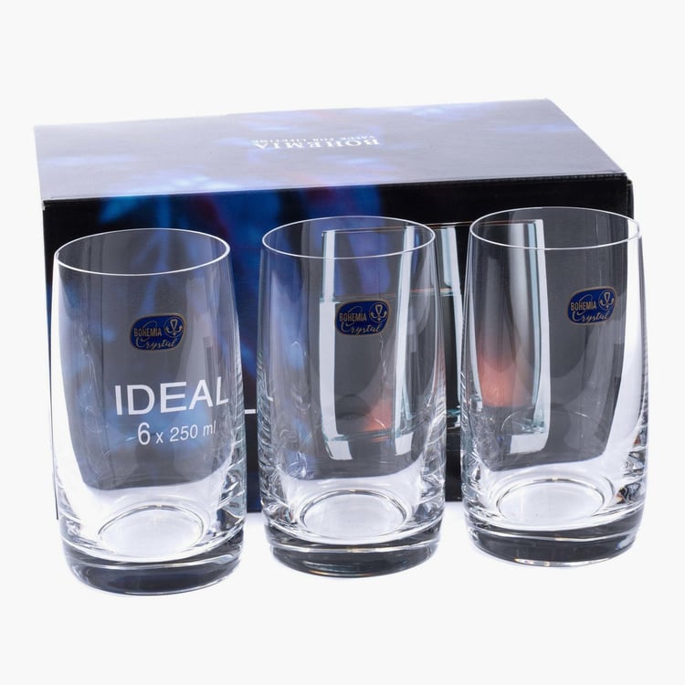 BOHEMIA CRYSTAL Ideal Transparent Glass Tumbler - 250ml - Set of 6