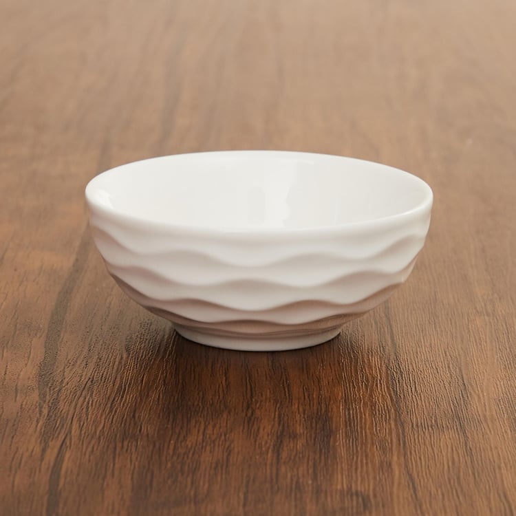 Brook Solid Serving Bowl - Ceramic - Serving Bowl - 9 cm x 3.5 cm - Microwave Compatible - White