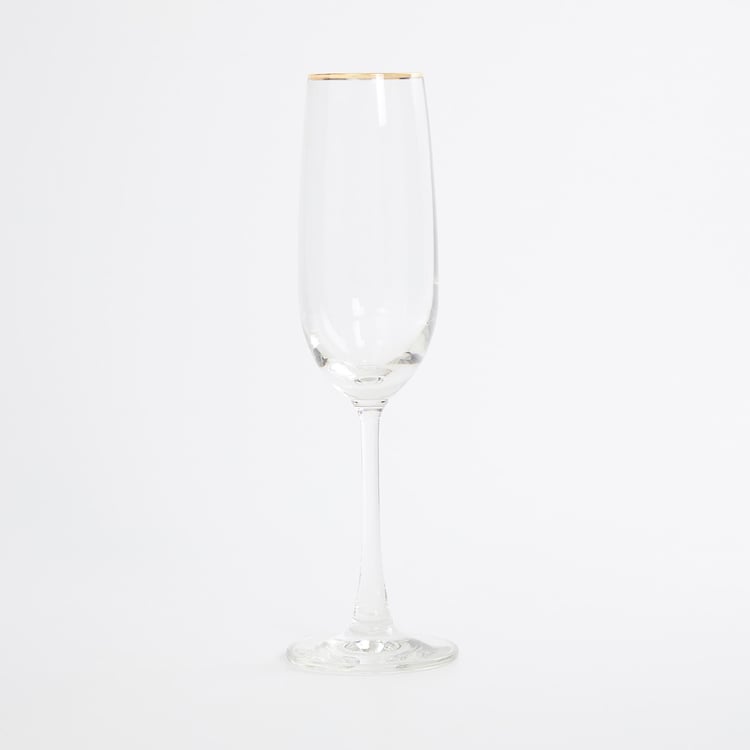 OCEAN  6-piece Gold Rimmed Flute Champagne Glass set -210 ml  