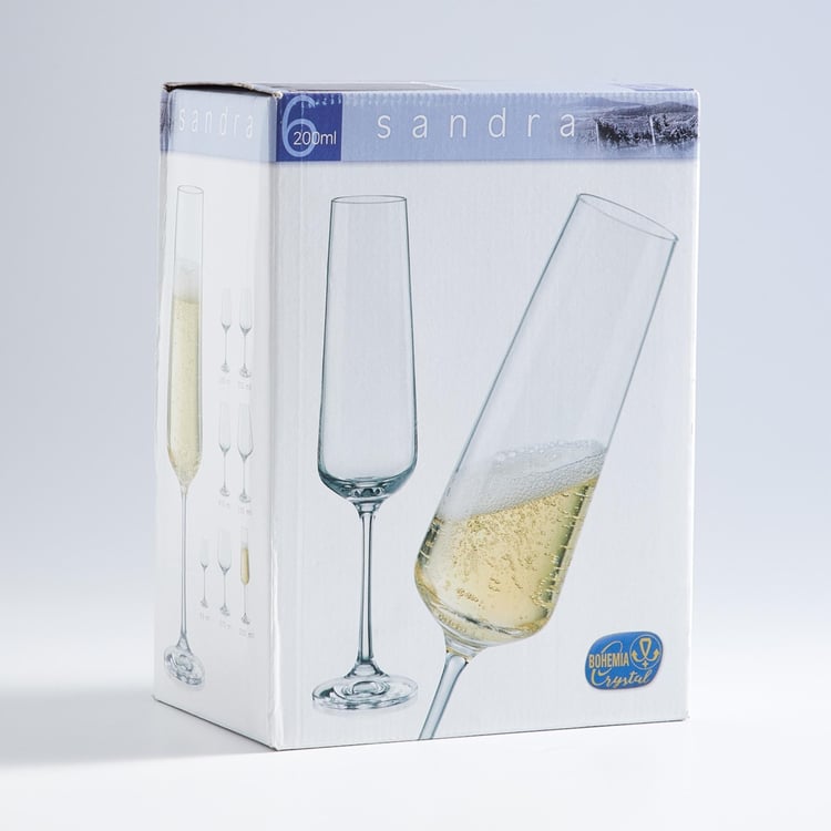 BOHEMIA CRYSTAL Sandra Round Champagne Flute-Set Of 6 Pcs.