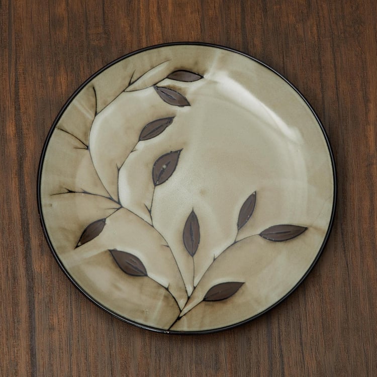 Petunia Printed Dinner Plates - Stoneware - Plate - 27 cm x 3 cm Beige
