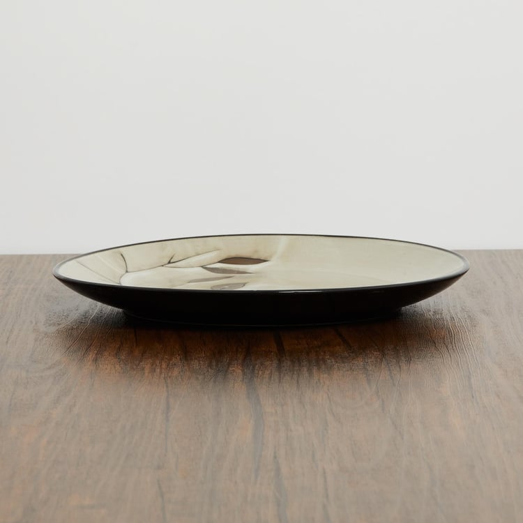 Petunia Printed Dinner Plates - Stoneware - Plate - 27 cm x 3 cm Beige