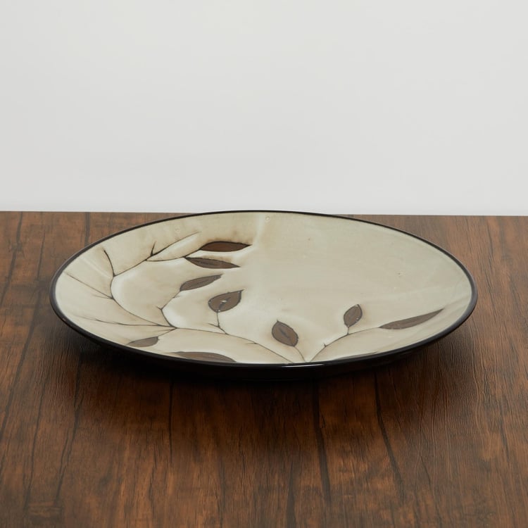 Petunia Printed Dinner Plates - Stoneware - Plate - 27 cm x 3 cm Beige