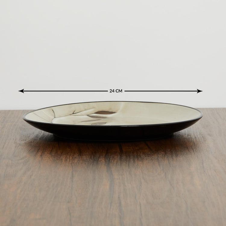 Petunia Printed Dinner Plates - Stoneware - Plate - 27 cm x 3 cm Beige