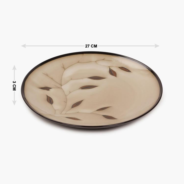 Petunia Printed Dinner Plates - Stoneware - Plate - 27 cm x 3 cm Beige