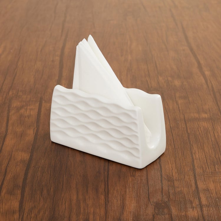 Brook Solid Napkin Holder  - Ceramic -  Napkin Holder - 4.5 cm x 7 cm x 12.7 cm   - Non-Microwavable -  White