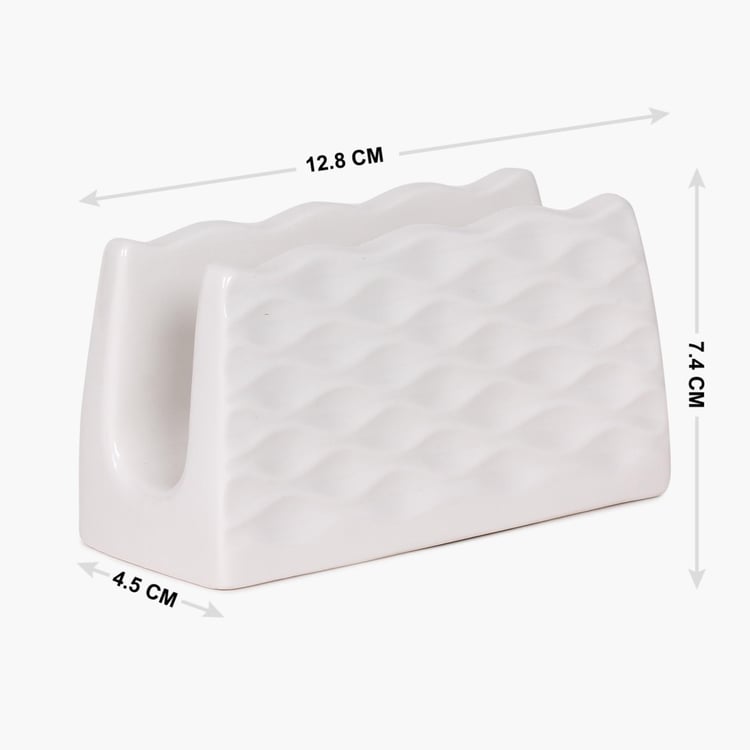 Brook Solid Napkin Holder  - Ceramic -  Napkin Holder - 4.5 cm x 7 cm x 12.7 cm   - Non-Microwavable -  White