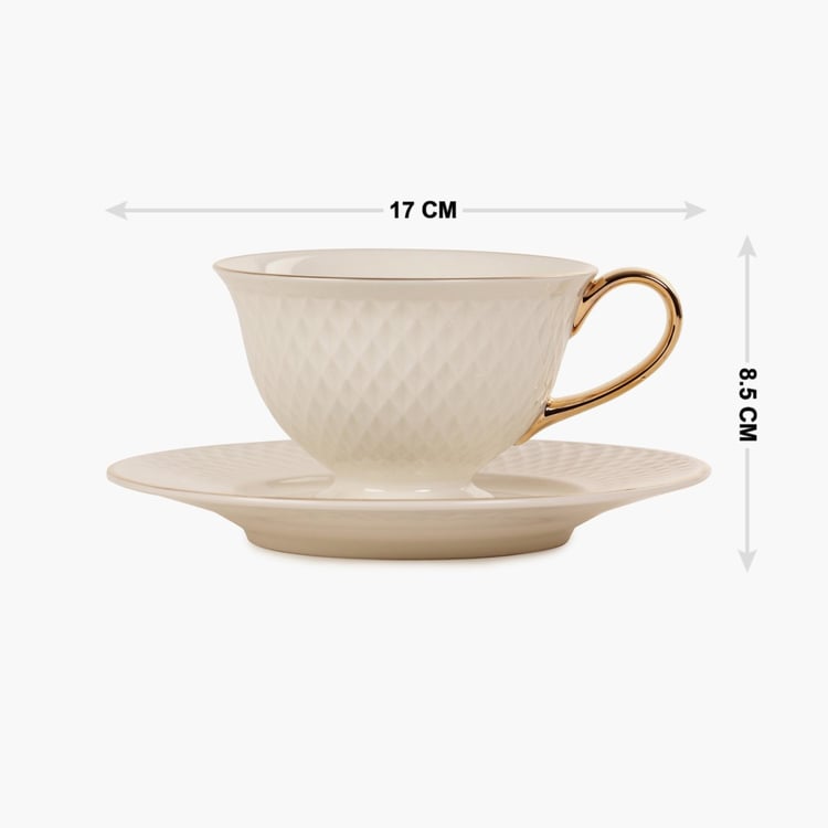 Marshmallow Ceramic Cup and Saucer - 250ml
