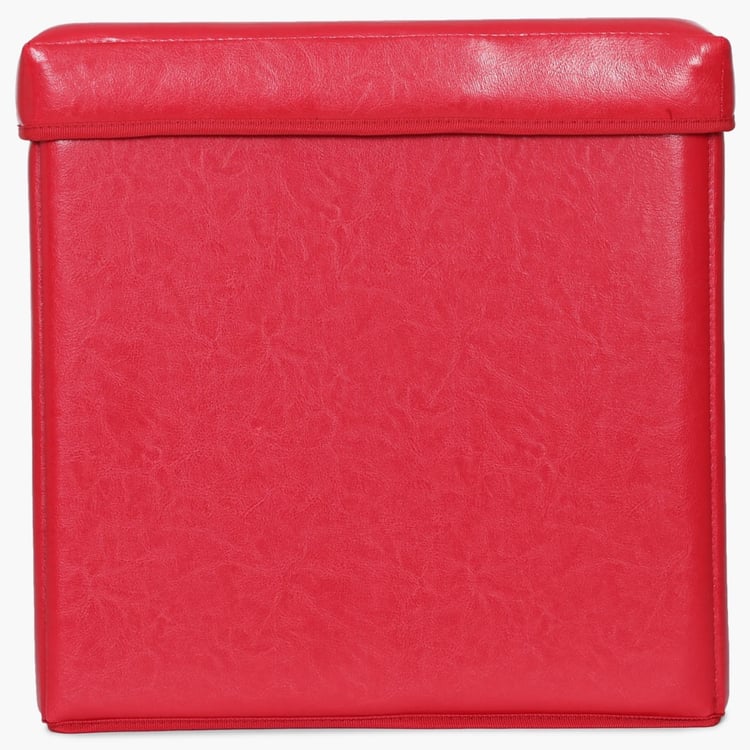 Sanderson Solid MDF Square Sit And Store Collapsible Ottoman : 38 cm x 38 cm x 40 cm Red