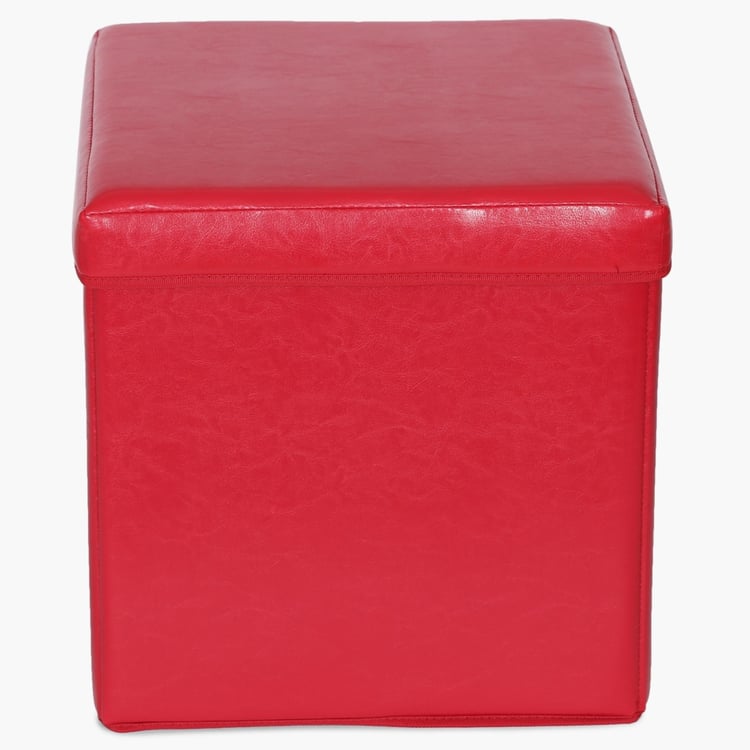 Sanderson Solid MDF Square Sit And Store Collapsible Ottoman : 38 cm x 38 cm x 40 cm Red
