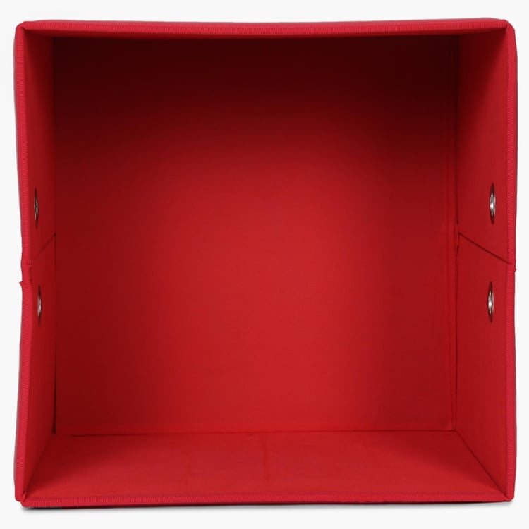 Sanderson Solid MDF Square Sit And Store Collapsible Ottoman : 38 cm x 38 cm x 40 cm Red