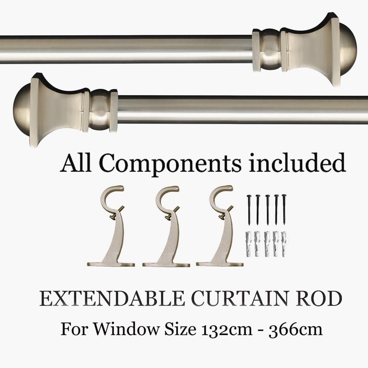 DECO WINDOW Fashion Silver Iron Extendable Curtain Rod - 162 cm