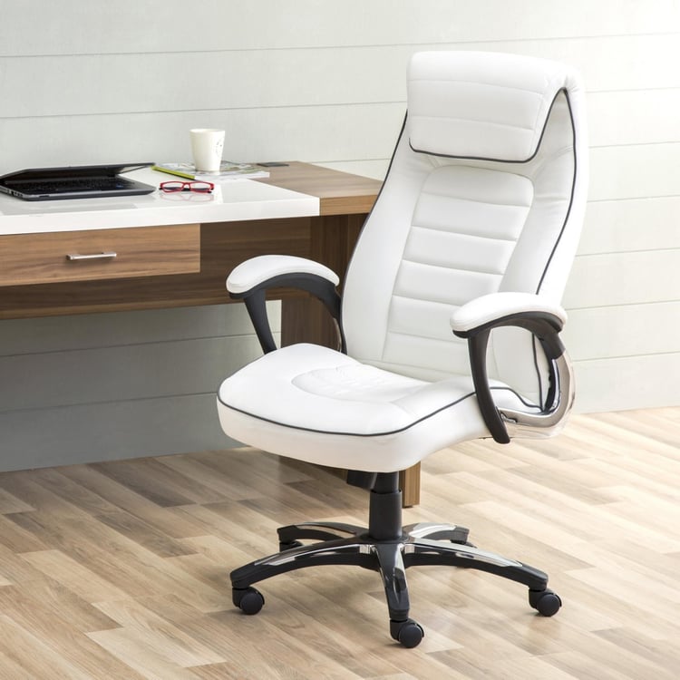 Venus Contemporary White Metal Office Chair - White