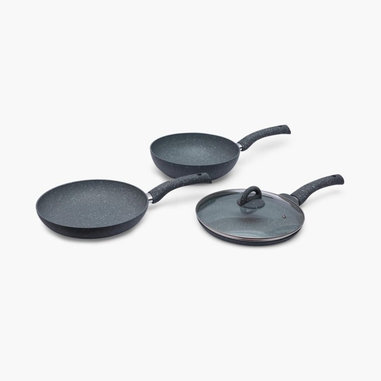 WONDERCHEF Metal Wok With Lid-Set Of 3 Pcs.