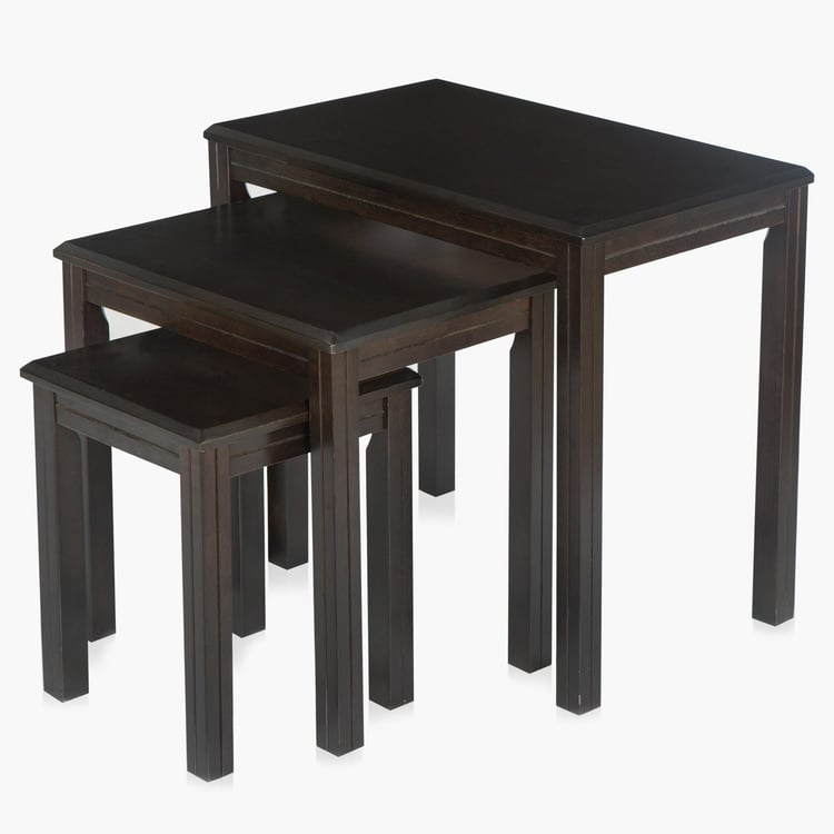 Montoya Rubber Wood Nest of 3 Tables - Brown