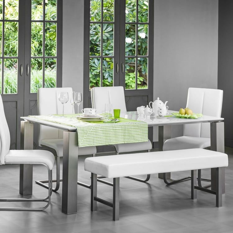 Parlin Glass Top 6-Seater Dining Table - White