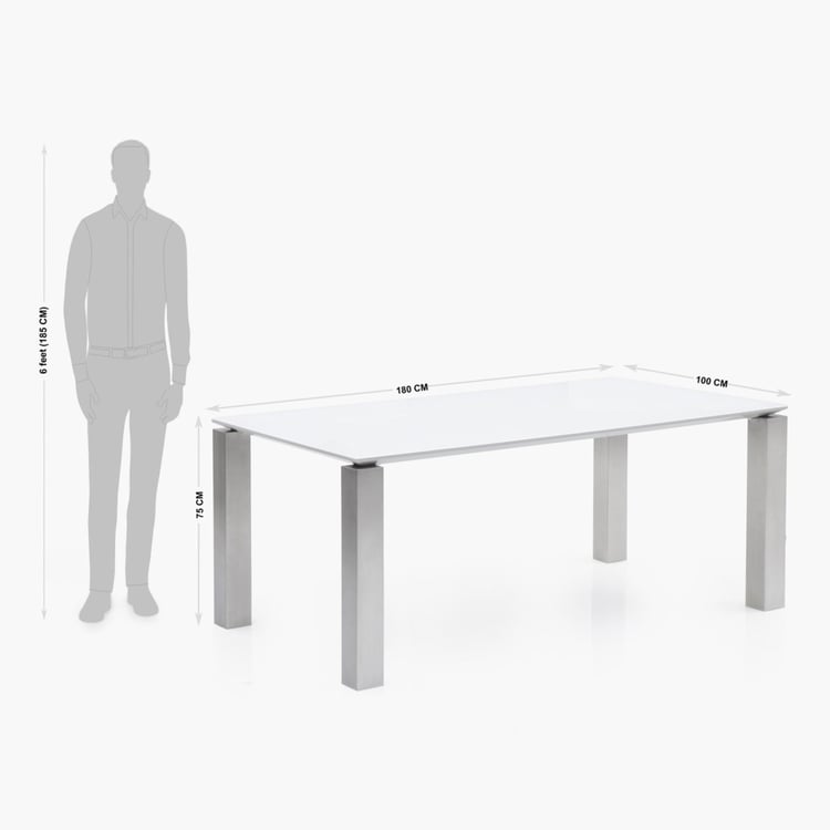 Parlin Glass Top 6-Seater Dining Table - White
