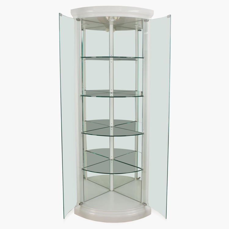 Frost Glass Corner Bar Curio - White