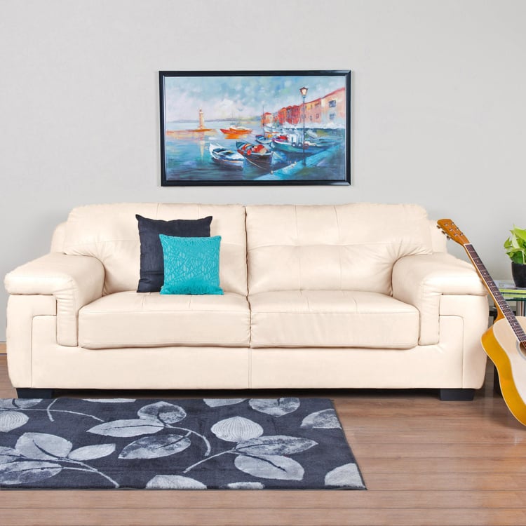 Akron Faux Leather 3-Seater Sofa - Beige