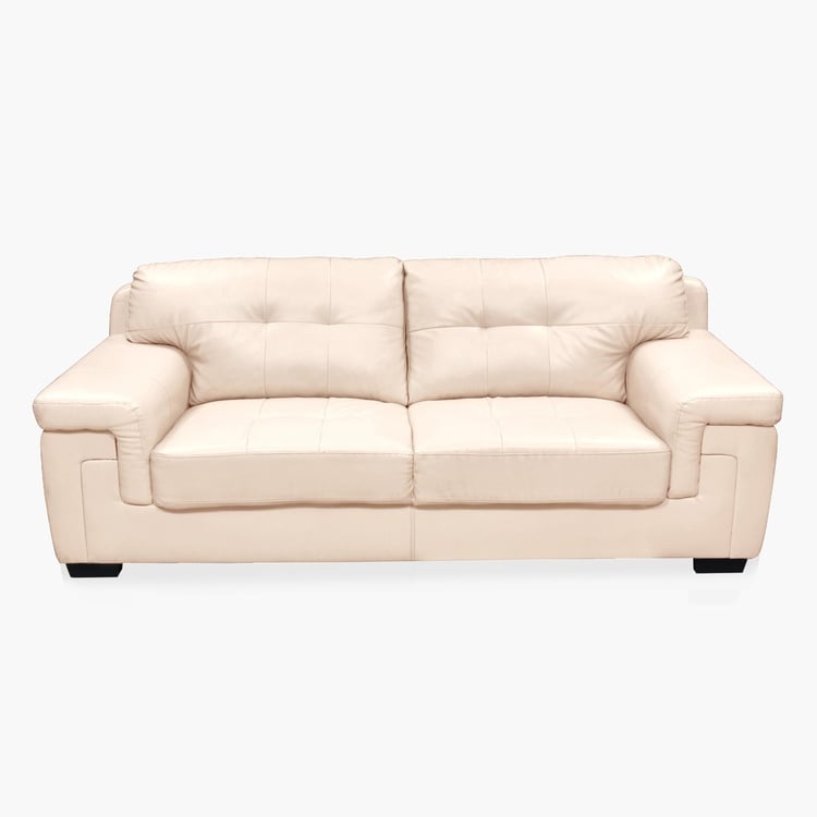 Akron Faux Leather 3-Seater Sofa - Beige