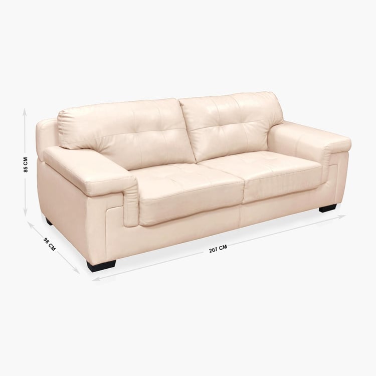 Akron Faux Leather 3-Seater Sofa - Beige