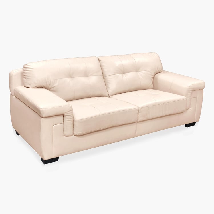 Akron Faux Leather 3-Seater Sofa - Beige