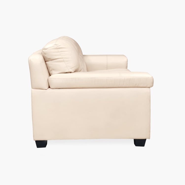 Akron Faux Leather 3-Seater Sofa - Beige