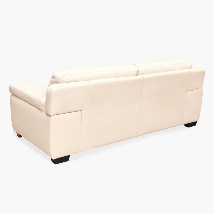 Akron Faux Leather 3-Seater Sofa - Beige