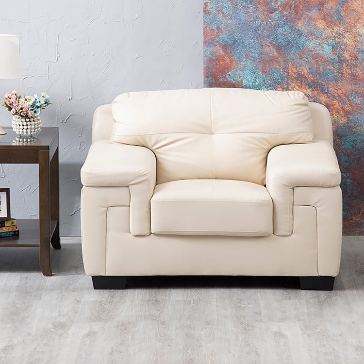Akron Faux Leather 1-Seater Sofa - Beige