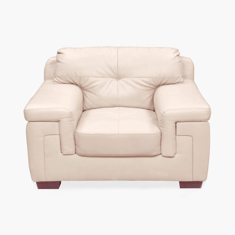 Akron Faux Leather 1-Seater Sofa - Beige