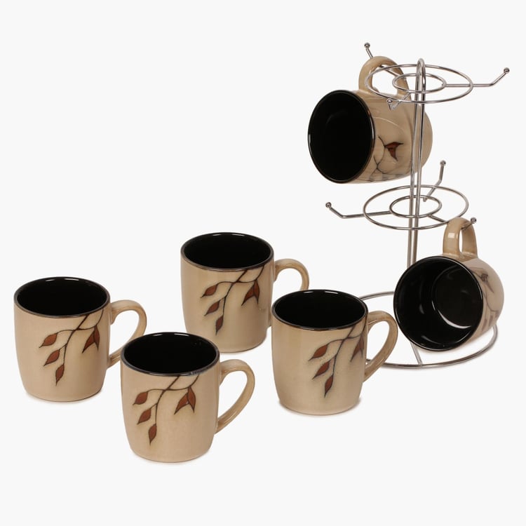 Caraway Stoneware Mug With Stand- Set Of 6 - 220 ml