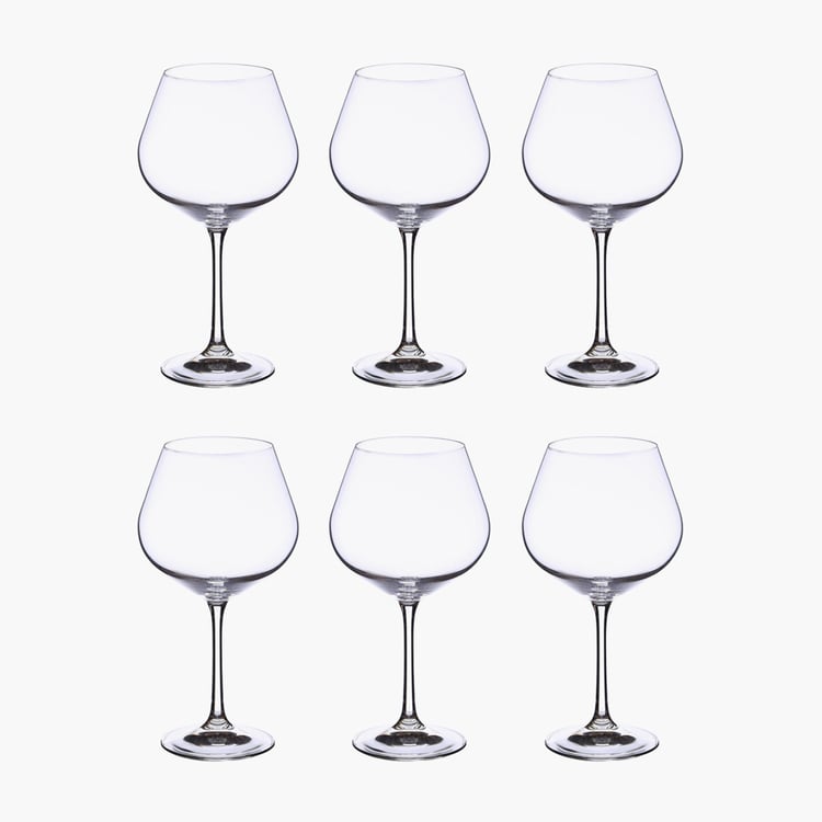 BOHEMIA CRYSTAL Viola Transparent Solid Crystal Wine Glass - 570ml - Set Of 6