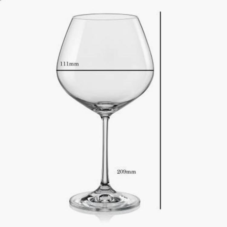 BOHEMIA CRYSTAL Viola Transparent Solid Crystal Wine Glass - 570ml - Set Of 6