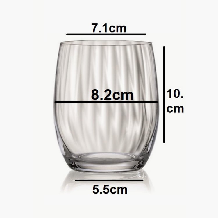 CRYSTAL BOHEMIA Waterfall Transparent Ribbed Crystal Whisky Glass - 300ml - Set Of 6