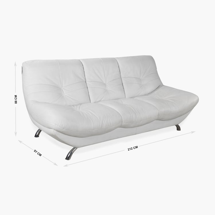 Residence Half Leather 3-Seater Sofa - White
