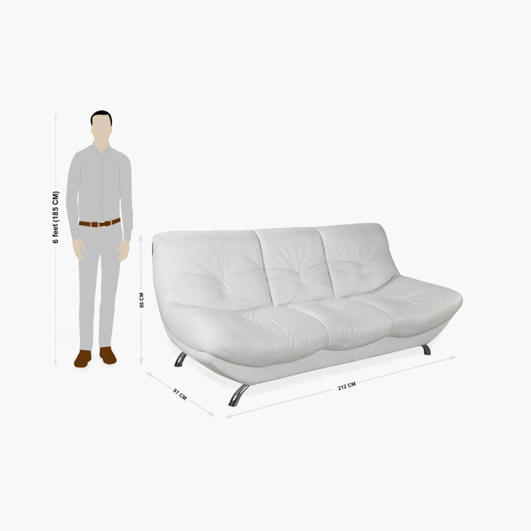 Residence Half Leather 3-Seater Sofa - White