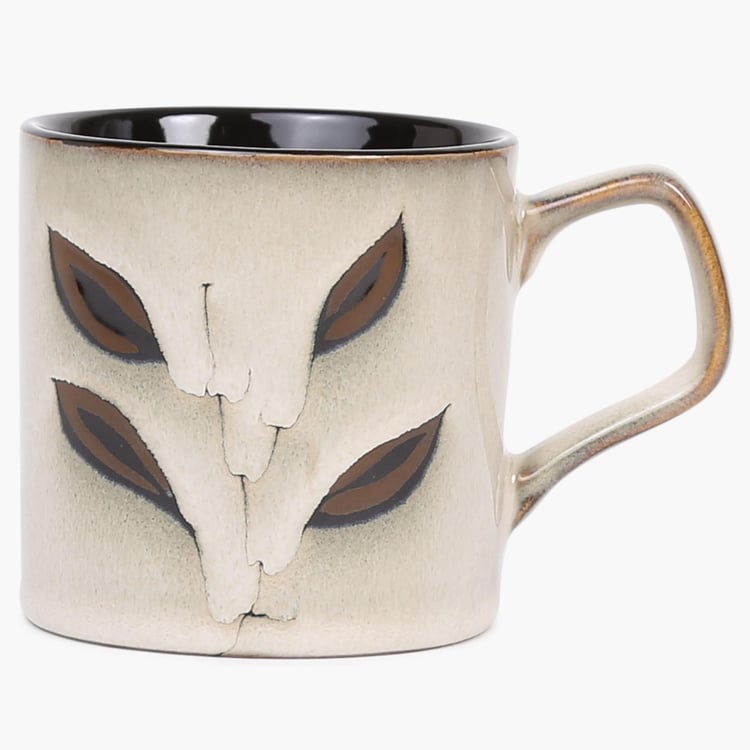 Petunia Printed Mugs - Stoneware -190 ml -Mug 10.4 cm L x 7.2 cm H -Beige -Microwave Compatible