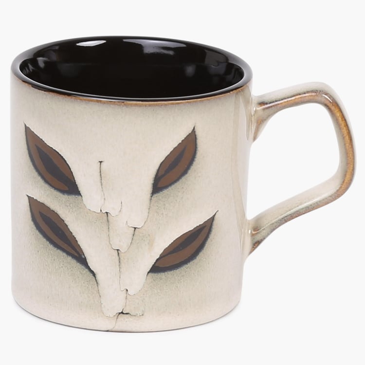 Petunia Printed Mugs - Stoneware -190 ml -Mug 10.4 cm L x 7.2 cm H -Beige -Microwave Compatible