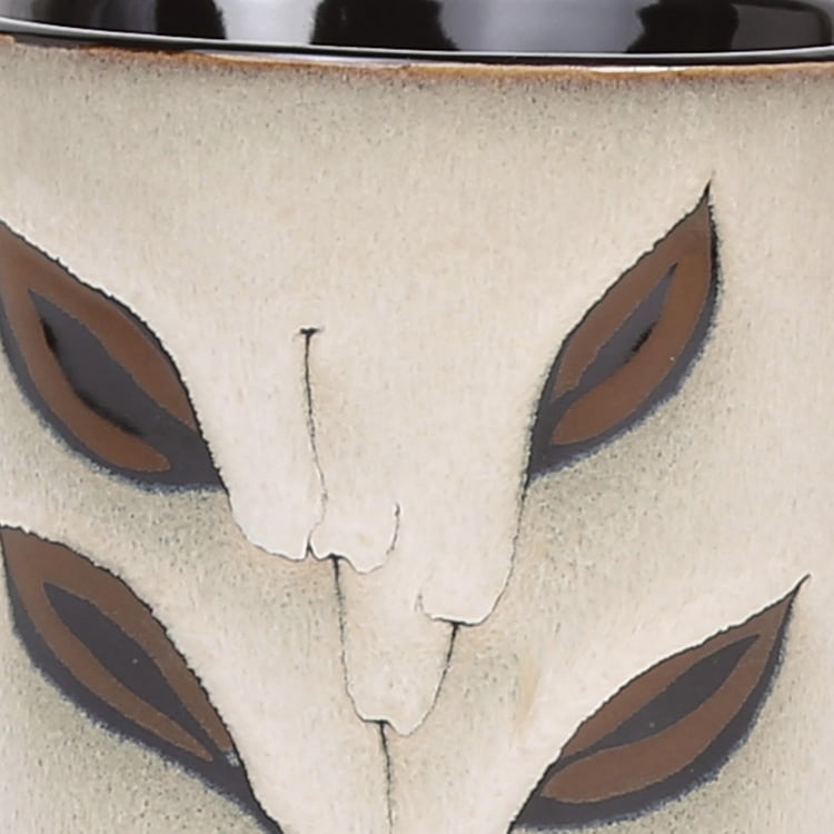 Petunia Printed Mugs - Stoneware -190 ml -Mug 10.4 cm L x 7.2 cm H -Beige -Microwave Compatible