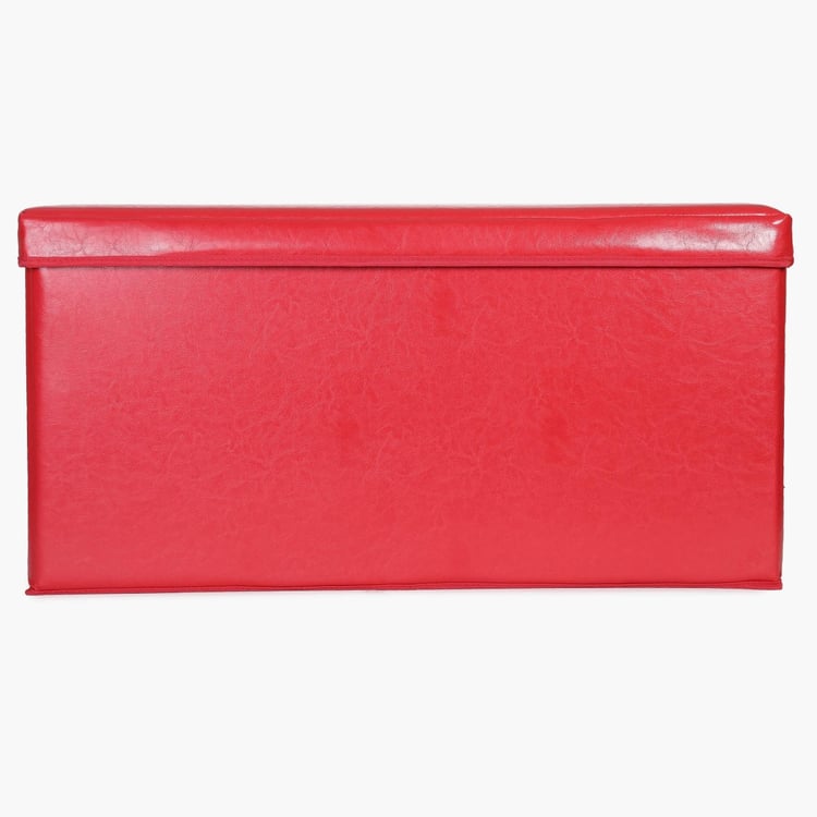 Sanderson Red Solid Rectangular Sit and Store Collapsible Ottoman MDF - 80 cm x 40 cm x 40.5 cm