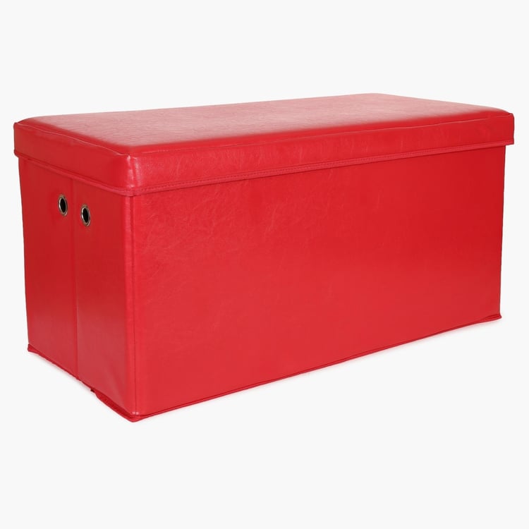 Sanderson Red Solid Rectangular Sit and Store Collapsible Ottoman MDF - 80 cm x 40 cm x 40.5 cm