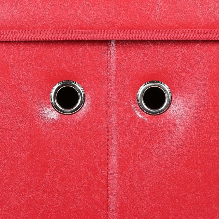 Sanderson Red Solid Rectangular Sit and Store Collapsible Ottoman MDF - 80 cm x 40 cm x 40.5 cm