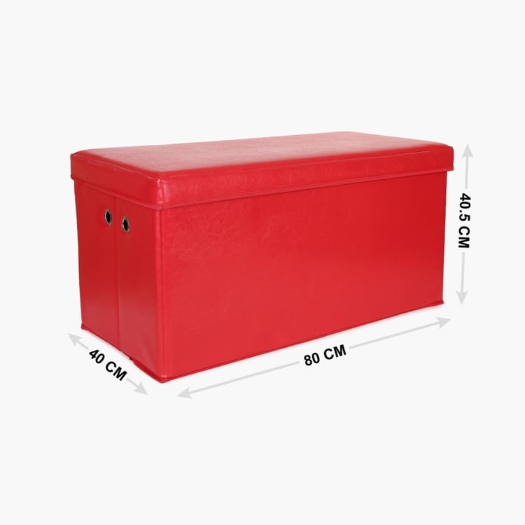 Sanderson Red Solid Rectangular Sit and Store Collapsible Ottoman MDF - 80 cm x 40 cm x 40.5 cm