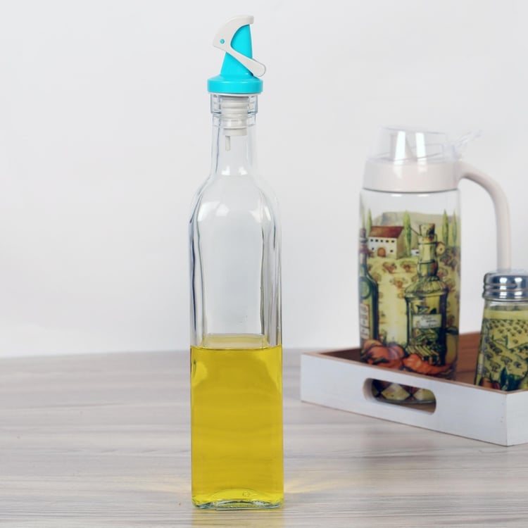 Drizzle Solid  Oil Bottle - Glass -500ml -Oil Bottle 6 cm  L x 32 cm  H -Blue