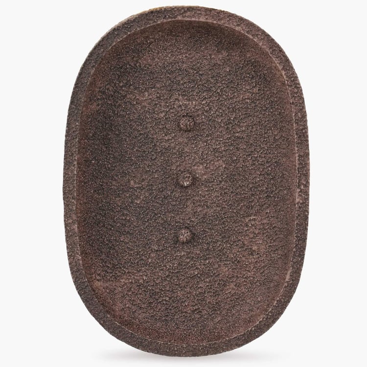 Hudson - Brown Textured Oval Polyresin Soap Dish