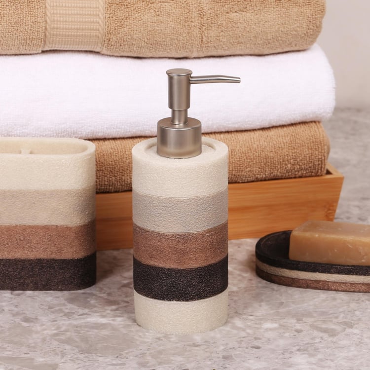 Hudson - Brown Textured Round Polyresin Soap Dispenser - 300ml