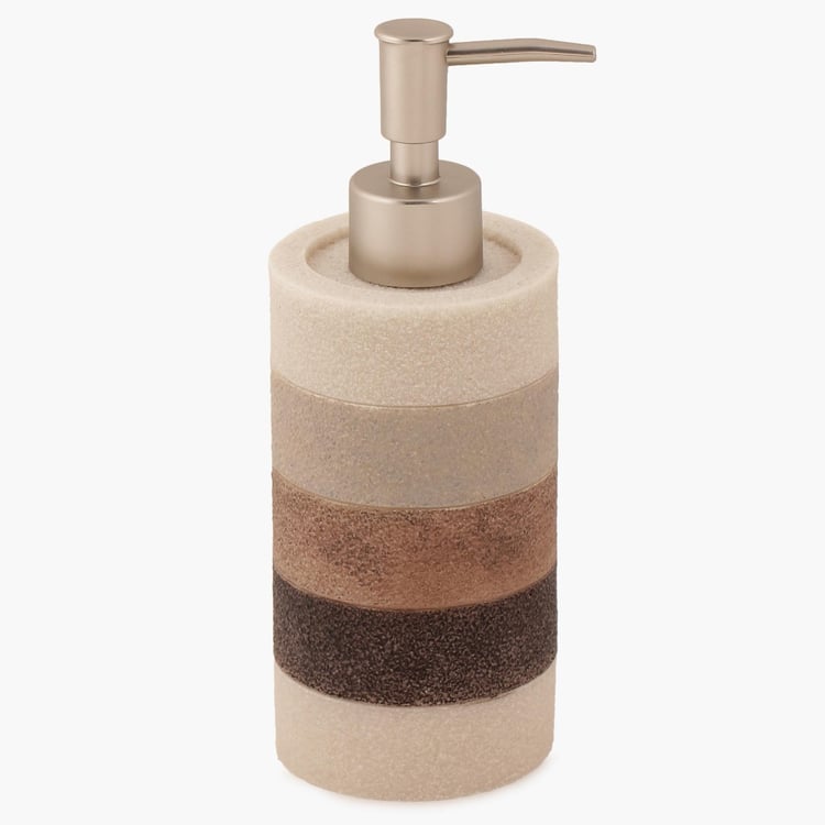 Hudson - Brown Textured Round Polyresin Soap Dispenser - 300ml