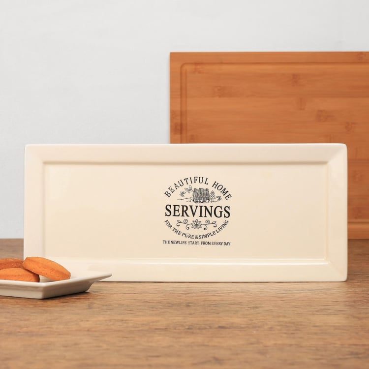 Beautiful Home Ceramic Rectangular Platter - 15 Inch