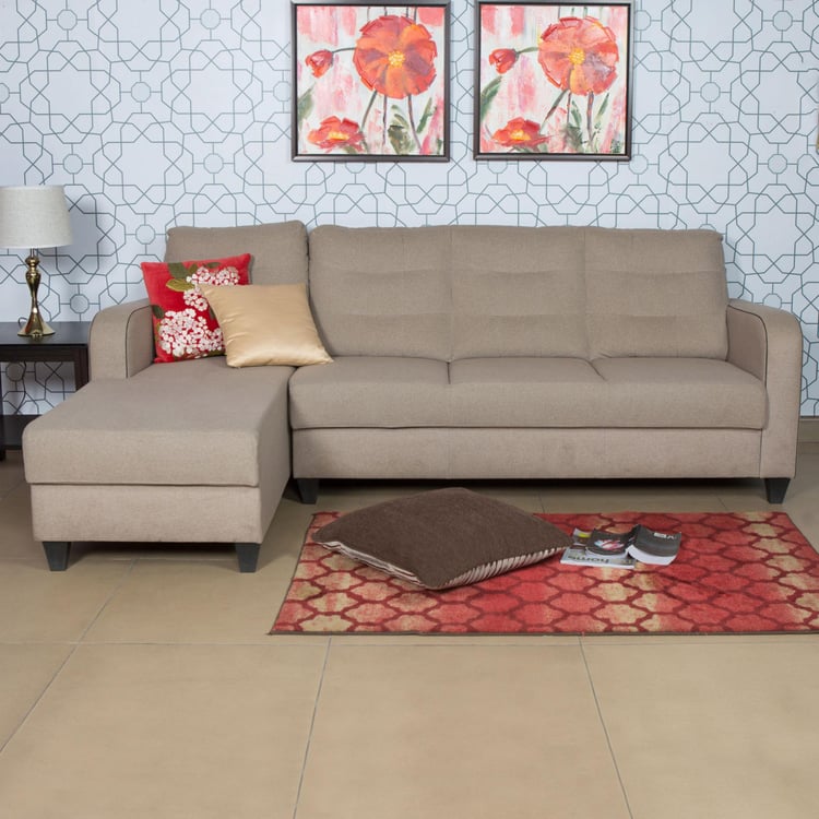 Montoya Fabric 3 Seater Left Corner Sofa with Chaise Beige